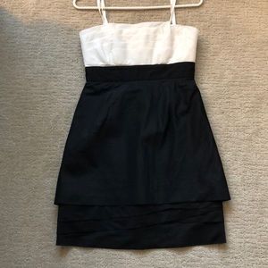 Bcbg strapless dress in black and white organza